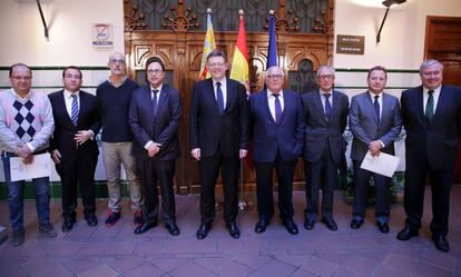 El presidente de la Generalitat, Ximo Puig, y los representantes de Ascer. 