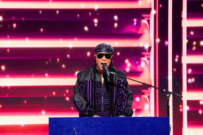 Stevie Wonder, during his performance at the Democratic Convention.