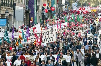 Manifestantes en Barcelona contra la Ley de Calidad de la Educación.