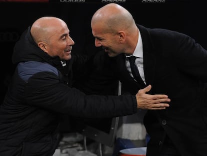 Sampaoli y Zidane, el pasado jueves.