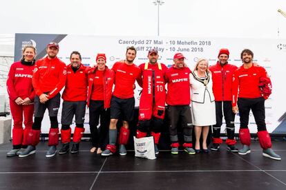 El equipo MAPFRE en su llegada a Cardiff.