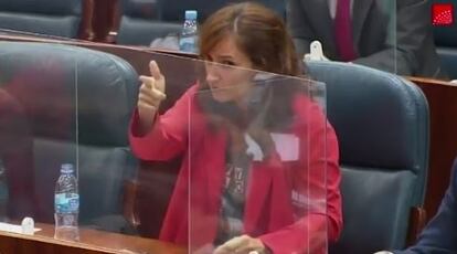 Mónica García, en la Asamblea de Madrid.