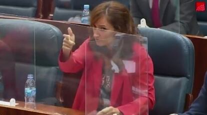 Mónica García, en la Asamblea de Madrid. 