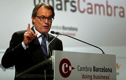 El presidente de la Generalitat, Artur Mas, en un acto con empresarios en Barcelona.