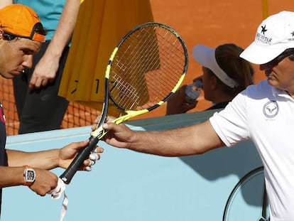 Nadal y Toni, durante un entrenamiento.