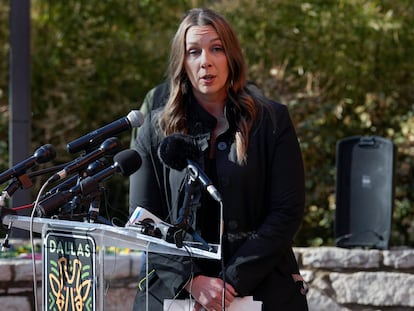 Dallas Police Department spokesperson Kristin Lowman responds to questions during a news conference at the Dallas Zoo, Friday, Feb. 3, 2023, in Dallas.