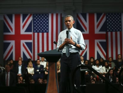 O presidente Obama profere um discurso em Londres.