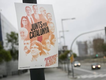 Cartell electoral de Junts per Catalunya a l'Hospitalet de Llobregat.