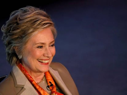 A ex secretária de Estado Hillary Clinton durante sua entrevista em Nova York.