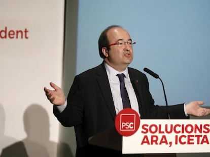 Miquel Iceta en el acto electoral de este martes.