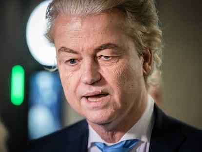 El líder del ultraderechista Partido de la Libertad, Geert Wilders, en la Cámara de Representantes en La Haya, este jueves.