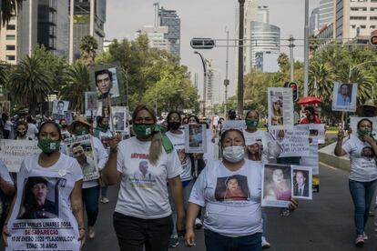 Manifestación de familiares de desaparecidos en México.
