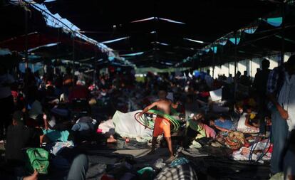 Un niño migrante en un campamento en Juchitán (México).