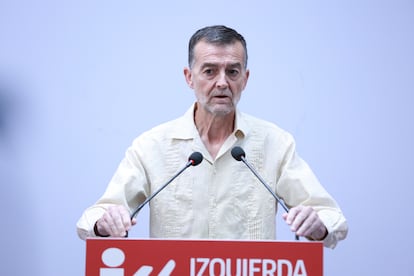 El coordinador federal de IU, Antonio Maíllo, el pasado lunes en rueda de prensa.