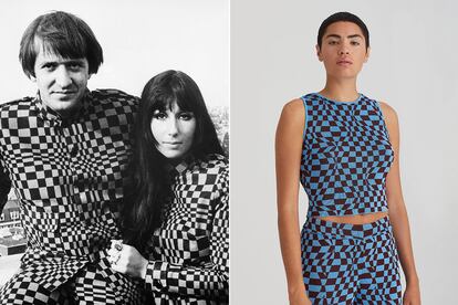 El conjunto de damero de Paloma Wool bien podría estar inspirado en los looks de Sonny y Cher en 1966.