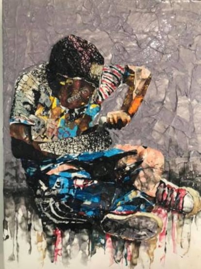 'Boy' (2019), de Mbongeni Richmond Buthelezi, con la técnica 'plastic on plastic'.
