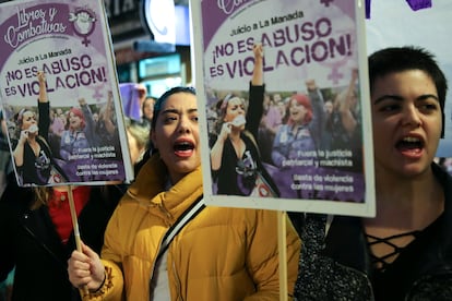Manifestación en Madrid, en 2018, contra una de las primeras sentencias dictadas en el 'caso de la Manada'.
