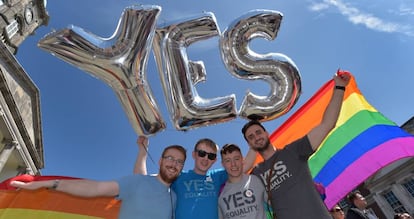 Gay rights supporters in Dublin.