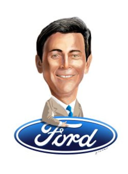 Caricatura del nuevo consejero delegado de Ford, Mark Fields.