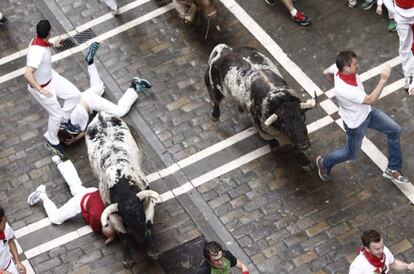 Primer encierro de los Sanfermines de 2014, con los toros de Torrestrella.