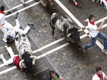 Primer encierro de los Sanfermines de 2014, con los toros de Torrestrella.