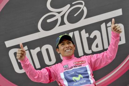 Nairo Quintana, con la 'maglia rosa'