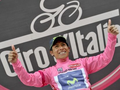 Nairo Quintana, con la 'maglia rosa'