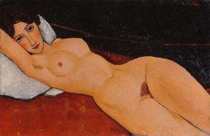 Desnudo sobre una almohada blanca (1917), de Amedeo Modigliani.
