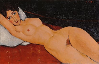 Desnudo sobre una almohada blanca (1917), de Amedeo Modigliani.