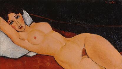 Desnudo sobre una almohada blanca (1917), de Amedeo Modigliani.