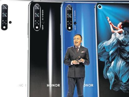 El presidente de Honor, la segunda marca de m&oacute;viles de Huawei, George Zhao, durante el lanzamiento esta semana del modelo Honor 20 en Londres. 