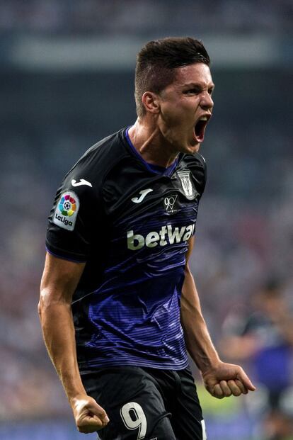 Guido Marcelo Carrillo, celebra su gol, primero de su equipo, ante el Real Madrid.