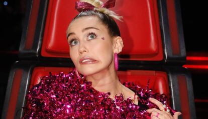 Miley Cyrus anoche en 'The Voice'.