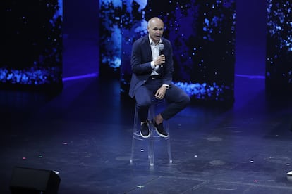 Andrés Iniesta en la entrega de los premios Princesa de Girona este miércoles, en el Gran Teatre del Liceu de Barcelona.