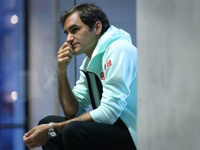 Roger Federer, durante la entrevista en la Caja Mágica de Madrid.