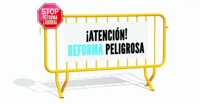 Una de las imágenes que apoyarán la campaña del PSOE contra la reforma laboral.
