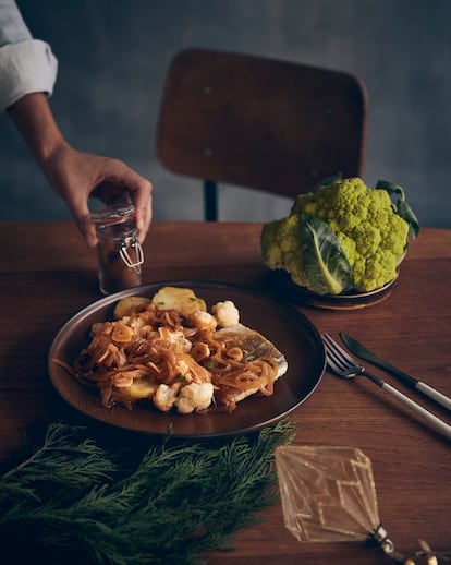 Bacalao con coliflor.
