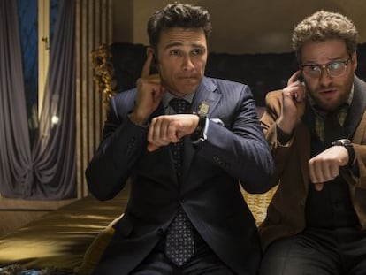 James Franco e Seth Rogen em &#039;The Interview&#039;, filme que teria motivado os ataques.