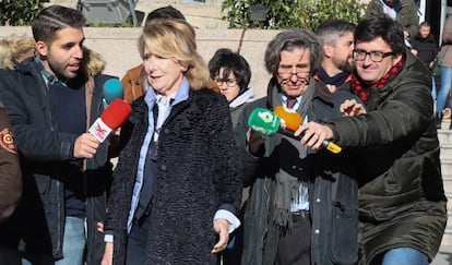 Esperanza Aguirre, en la Audiencia Provincial de Madrid, este lunes.