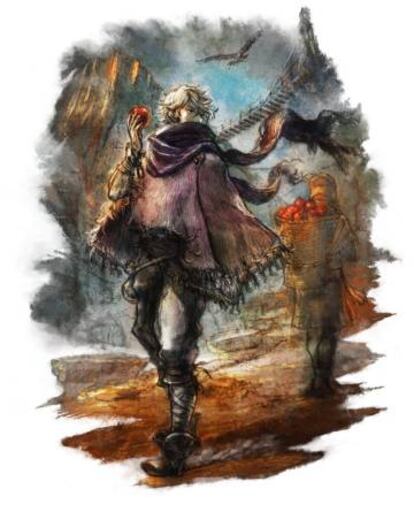 Arte conceptual del personaje ladrón de 'Octopath traveler'.