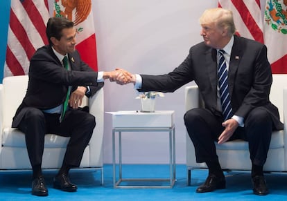 Pe&ntilde;a Nieto y Trump, en el G-20 en Hamburgo el pasado mes de julio. 