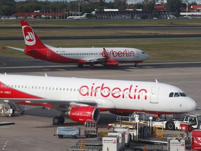 Aviones de Air Berlin en el aeropuerto de Berlin.