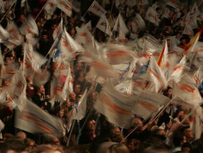 Mitin de cierre de campaña del PP, en el Palacio de los Deportes de Madrid.