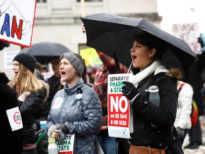 Una protesta de los antivacunas en Washington, en febrero.