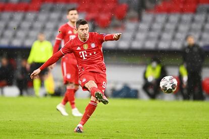 Lewandowski, en la vuelta de octavos contra el Lazio.