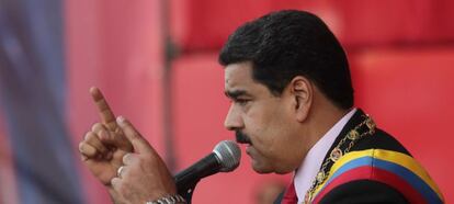 El presidente venezolano Nicol&aacute;s Maduro pronunciando un discurso.