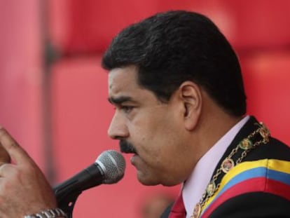 El presidente venezolano Nicol&aacute;s Maduro pronunciando un discurso.