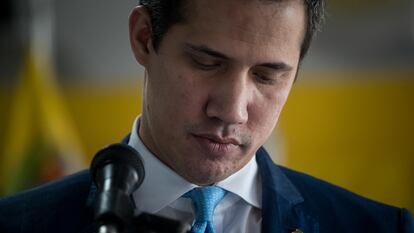 El líder opositor venezolano Juan Guaidó durante una conferencia de prensa en agosto de 2022.