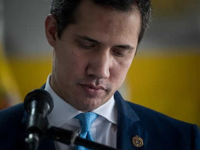 El líder opositor venezolano Juan Guaidó durante una rueda de prensa en Caracas (Venezuela), el 12 de agosto.