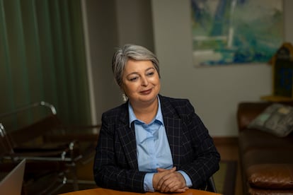 Jeannette Jara, en su nuevo comando ubicado en el centro de Santiago, el 25 de julio 2025.